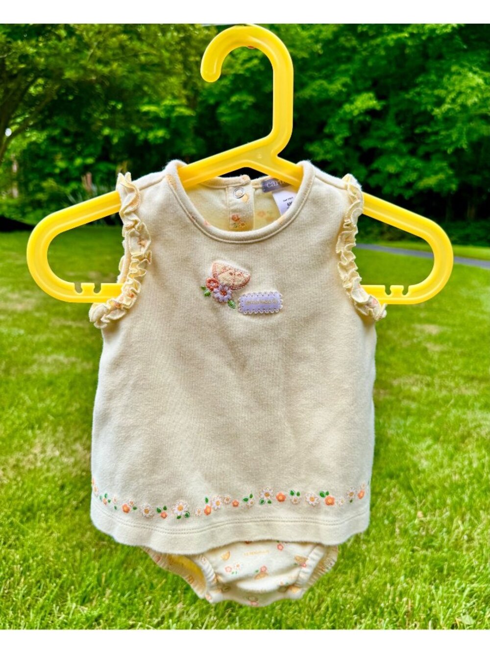 Vintage Carters Size 3-6 Month Lemonade Lemons Yellow Sleeveless Dress Romper